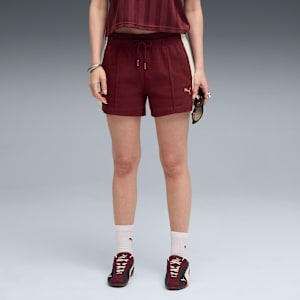 T7 Pintuck 4" Shorts Women, Ruby Shimmer, large
